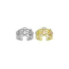 Load image into Gallery viewer, Gold Silver Oval CZ Multiline oval stone Adjustable Ring, Sku#A316