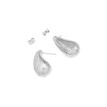 Load image into Gallery viewer, Clear CZ Silver drop Shape Earrings, Sku#A386