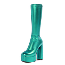 Load image into Gallery viewer, Women's Sexy Stretch High Heel Platform Boots – Chunky Heel Slip-On Thigh High Boots