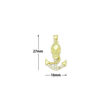 Load image into Gallery viewer, CZ Gold Skull On Anchor Charm Pendant, Sku#LK1167