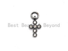Load image into Gallery viewer, CZ Clear Micro Pave Cross Charm, CZ Pave Pendant, Gold/Rose Gold/Silver/Gunmetal plated, 6x11mm, Sku#F796