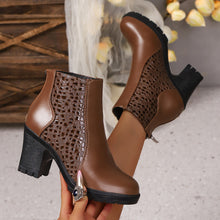 Load image into Gallery viewer, Women's Chunky Heel Back Zipper Ankle Boots | Round Toe Block Heel Shoes