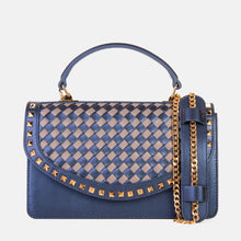 Load image into Gallery viewer, The Dosso Navy Blue and Beige Handwoven Leather Handbag