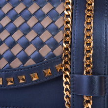 Load image into Gallery viewer, The Dosso Navy Blue and Beige Handwoven Leather Handbag