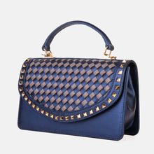 Load image into Gallery viewer, The Dosso Navy Blue and Beige Handwoven Leather Handbag