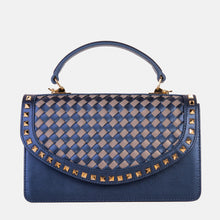 Load image into Gallery viewer, The Dosso Navy Blue and Beige Handwoven Leather Handbag