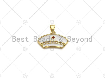 CZ Micro Pave Enamel Nurse Charm, Registered Nurse Charms, sku#LK04