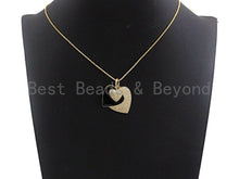 Load image into Gallery viewer, Micro Pave CZ Enamel Three Heart Pendant,Black Enamel Pendant,Enamel Heart Pendant, Oil Drop jewelry Findings,27x29mm,sku#F931