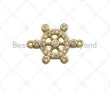 Load image into Gallery viewer, Ship Steering Wheel Shape Connector, Ship's Wheel Pendant,  Steering Wheel Pendant, Sailor's Amulet,  Sailor's Jewelry ,17x23 mm, Sku#LK88