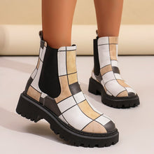 Load image into Gallery viewer, Women's Color Block Mid-Calf Boots - High Heel Slip-On Shaft Boots