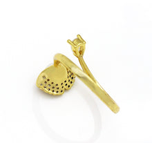 Load image into Gallery viewer, CZ Gold Tulip Flower Pearl Adjustable Ring, Sku#LD309