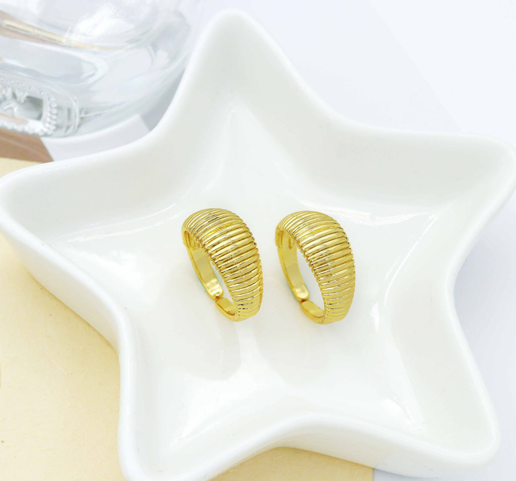 Gold Straight lines Adjustable Ring, Sku#LD269