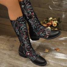 Load image into Gallery viewer, Women's Embroidered Ethnic-Style Chunky-Heel Mid-Calf Boots