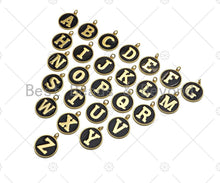 Load image into Gallery viewer, New Trendy Gold Black Enamel Initials Letter Charm/Pendant, Enamel Initial Alphabet Letters, Custom Naming Pendants, 25mm,sku#ML33