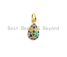 Load image into Gallery viewer, CZ Colorful Micro Pave Teardrop Pendant, Teardrop Shaped Pave Pendant, Gold plated, 7x13mm, Sku#F740