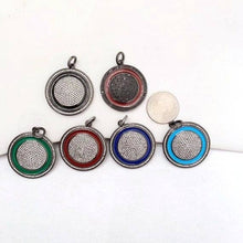 Load image into Gallery viewer, 35mm LARGE Enamel Colorful Round CZ Pave Focal Pendant,CZ Micro Pave Oil Drop Round pendant,Enamel pendant,Enamel Jewelry,sku#F596
