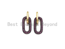 Load image into Gallery viewer, CZ Huggies Dangle Chunky Oval Earring, Sku#J252