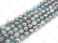 Load image into Gallery viewer, Natural Half Silver Opal Blue Agate Beads, 8mm/10mm/12mm Round Faceted Light Blue Agate Beads, 15.5 Full Strand, sku# UA126