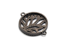 Load image into Gallery viewer, Black CZ flower Connector charm, sku#A92