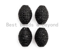 Load image into Gallery viewer, Black CZ Pave On Black Micro Pave Oval Spacer Beads Crystal for Bracelet/Necklace, Cubic Zirconia Beads, 16x12mm, sku#G328