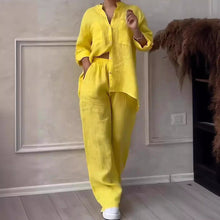 Load image into Gallery viewer, Wide-Leg Pants &amp; Lace-Up Top Two-Piece Set – Solid Color, 12 Colors S–5XL