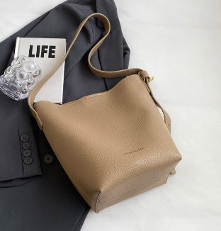 Women's Retro Bucket Bag - High-Capacity PU Leather Shoulder Bag with Compartments
