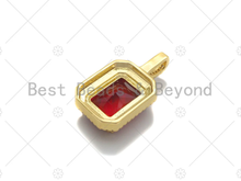 Load image into Gallery viewer, Big Gemstone CZ Micro Pave Square Diamond Shape Pendant/Charm, Pink/Blue/Black/Red Focal Pendant,14x25mm,Sku#LK292