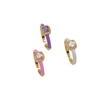 Load image into Gallery viewer, Thin Enamel Ring with Square Diamond Ring, Sku#X373