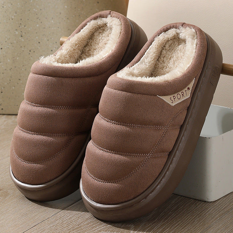 Plush Winter Slippers for Women & Men - Warm Indoor House Shoes with Thick EVA Sole & Non-Slip Grip