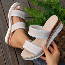 Load image into Gallery viewer, Women's Hemp Rope Wedge Sandals | Suede Woven Ethnic Platform Slides
