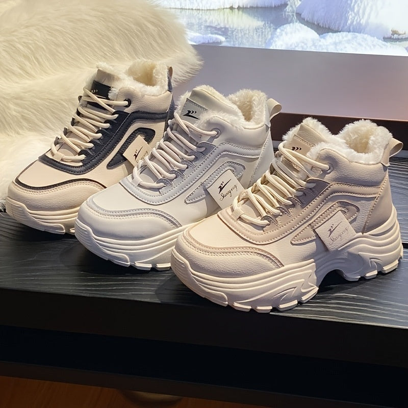 Women's Fleece-Lined High-Top Sneakers | Warm Winter Casual Shoes