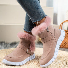 Load image into Gallery viewer, Women's Winter Snow Boots - Warm Plush Ankle Boots with Buckle Design