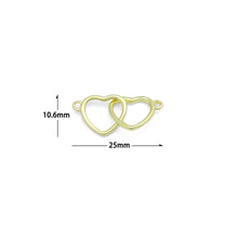 Load image into Gallery viewer, Gold Double Hearts Connector Charm Pendant,Sku#LX873