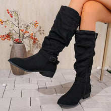 Load image into Gallery viewer, Belt Buckle High Shaft Suede Long Boots