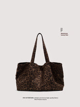 Load image into Gallery viewer, Women's Leopard Print Tote Bag – Suede Velvet Shoulder Handbag for Everyday Use