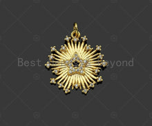 Load image into Gallery viewer, CZ Micro Pave Radial Star flower Shape Pendant/Charm,Cubic Zirconia Charm, Necklace Bracelet Charm Pendant,21x19mm, Sku#L509