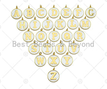 Load image into Gallery viewer, New Trendy White Gold Enamel Initials Letter Charm/Pendant, Enamel Initial Alphabet Letters, Custom Naming Pendants, 25mm,sku#ML32