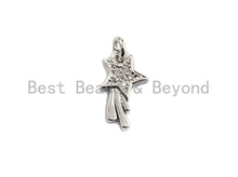 Load image into Gallery viewer, CZ Micro Pave Shooting Star Pendant/Charm, Star charm, Cubic Zirconia Pendant Charm,7x13mm,sku#F925