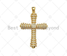 Load image into Gallery viewer, Large CZ Micro Pave Chunky Cross Shape Pendant  Charms , Cross Necklace Charms, 28x39mm, Sku#LK143