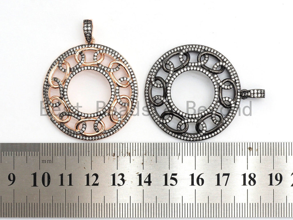 CZ Micro Pave Large Filigree Donut Ring Pendant, CZ Pave Pen
