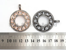 Load image into Gallery viewer, CZ Micro Pave Large Filigree Donut Ring Pendant, CZ Pave Pen