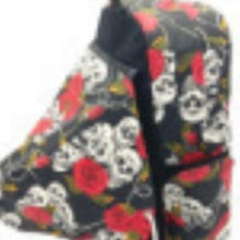 Load image into Gallery viewer, Skull &amp; Rose Hooded Canvas Backpack – Women's Retro Gothic Travel Bag