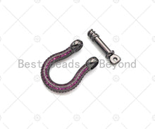 Load image into Gallery viewer, Colorful CZ Paved Buckle Shape clasp, Buckle Clasp Lock, U shape Clasp, Green/Fuchsia/Cobalt/Black Screw Clasp, 16x22mm, Sku#ML43