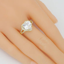 Load image into Gallery viewer, Gold Silver Crystal Clear Heart CZ Adjustable Ring, Sku#A415