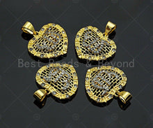 Load image into Gallery viewer, CZ Micro Pave Filigree Heart Shape Pendant, Gold Plated Yoga Sign, Necklace Bracelet Charm Pendant, 18x17mm,sku#F1234