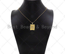 Load image into Gallery viewer, 18K Dainty Gold Rose Flower Rectangle Charm, sku#LK231