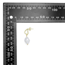 Load image into Gallery viewer, Gold Silver Oval Link Pearl Pendant Hoop Earrings, Sku#A324