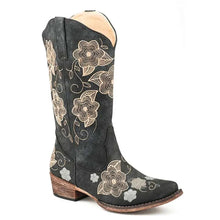 Load image into Gallery viewer, Roper Riley Flowers (Black) - Women's Cowgirl Boot