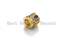 Load image into Gallery viewer, CZ Micro Pave Big Hole Drum Barrel space beads, Micro Pave B