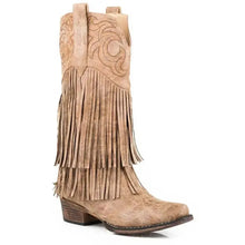 Load image into Gallery viewer, Roper Rickrack (Tan) - Women's Biker Boot